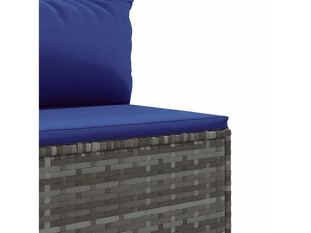 10-delige Loungeset met kussens poly rattan grijs