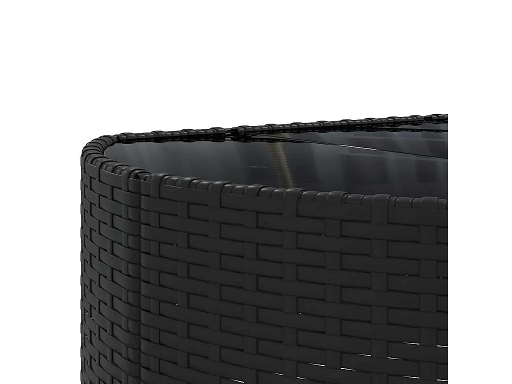 6-delige Loungeset met kussens poly rattan zwart