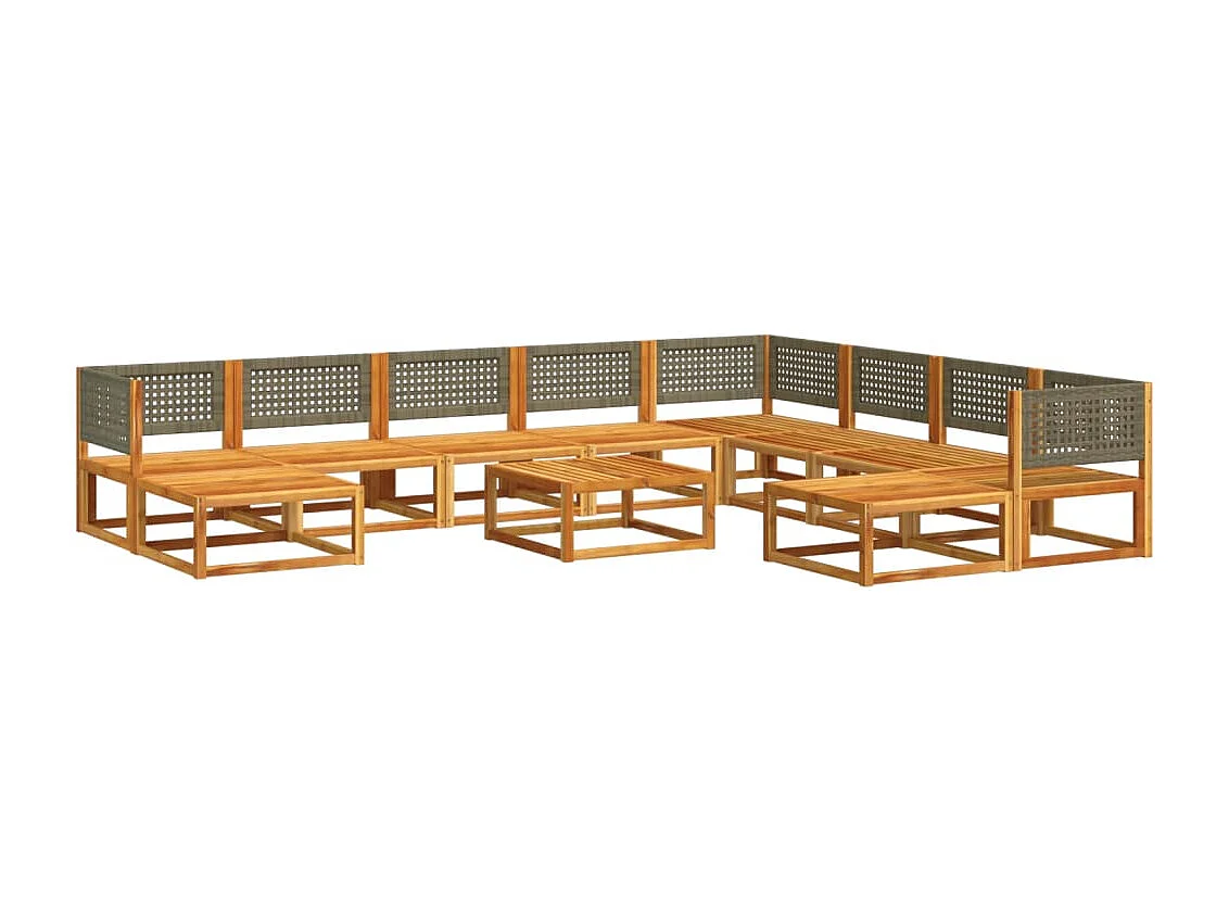 11 peças conjunto sofás jardim comalmofadões madeira maciça acácia