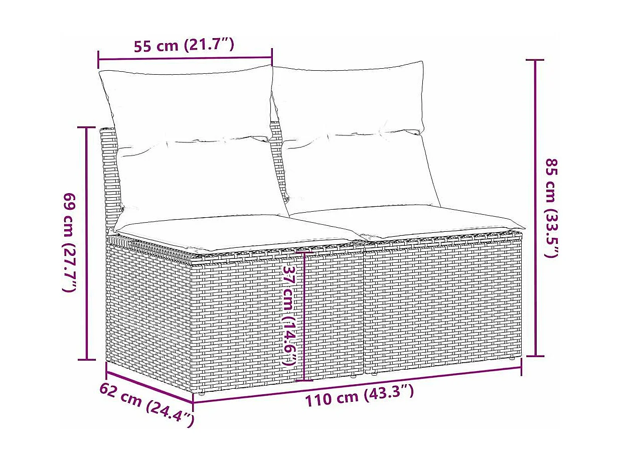 Salon de jardin avec coussins 4 pièces beige résine tressée acacia