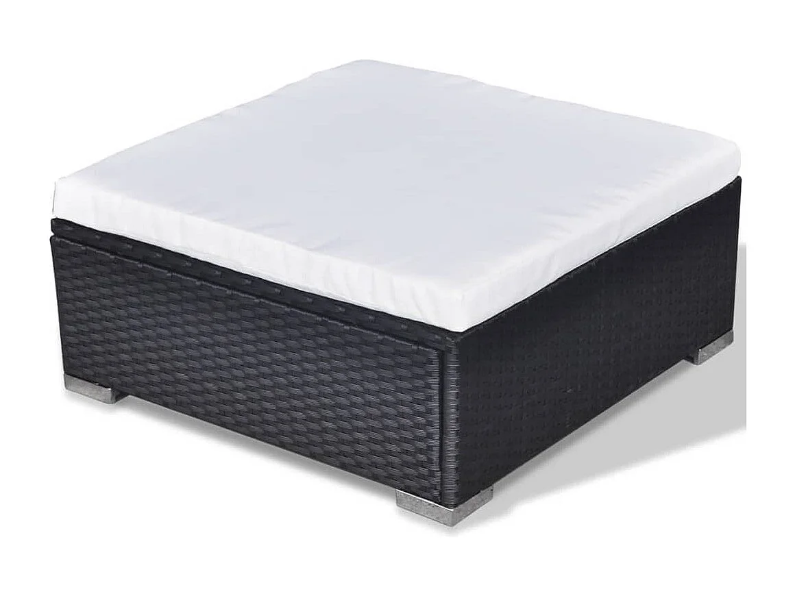 Set de sofás de jardín 5 piezas y cojines ratán sintético negro