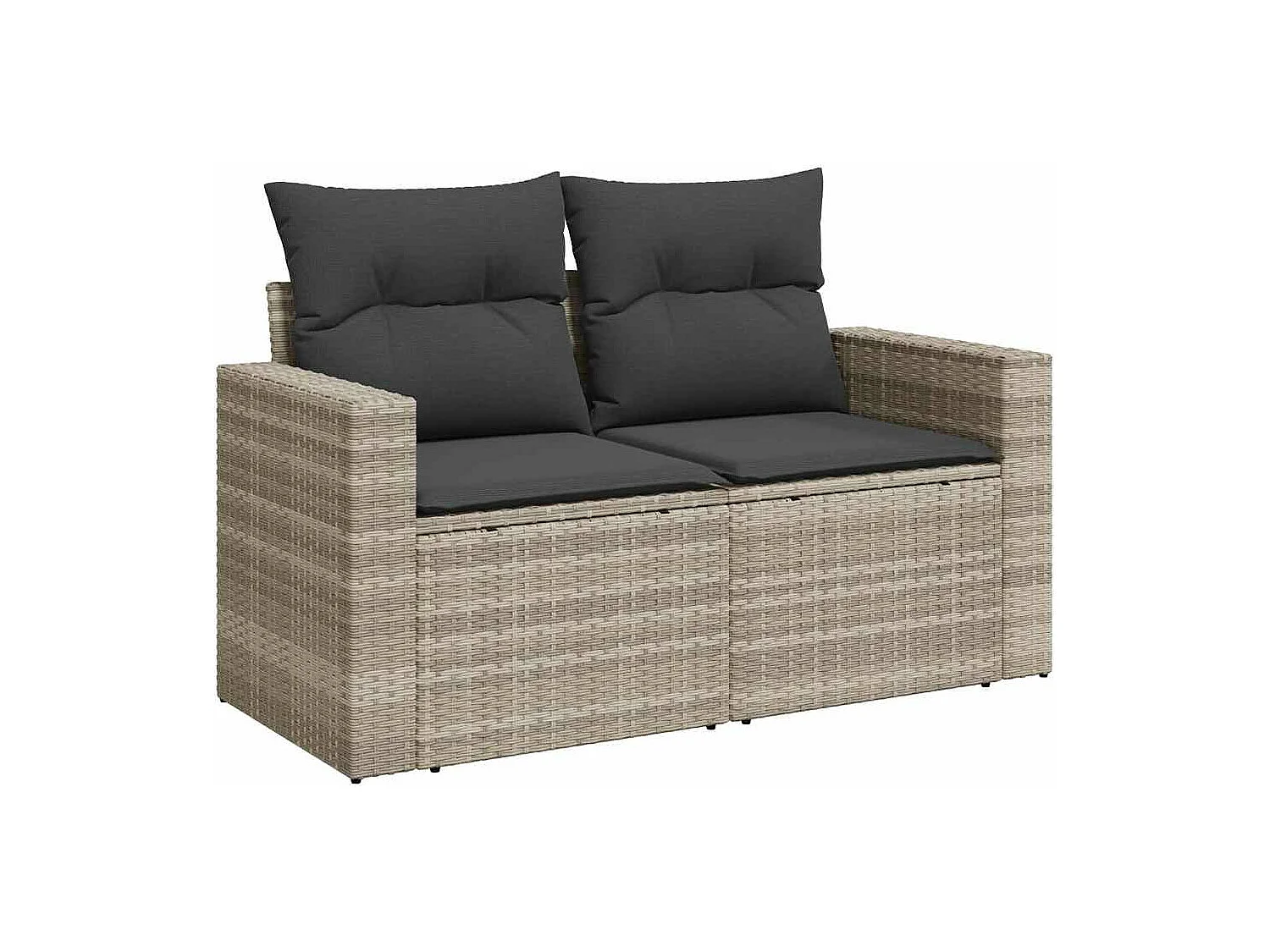 8-delige Loungeset met kussens poly rattan lichtgrijs