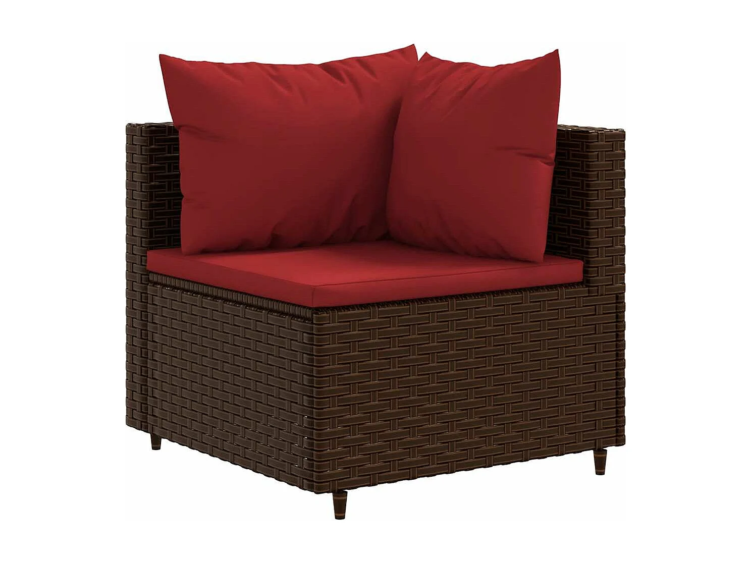 8 peças conjunto lounge de jardim com almofadões vime PE castanho