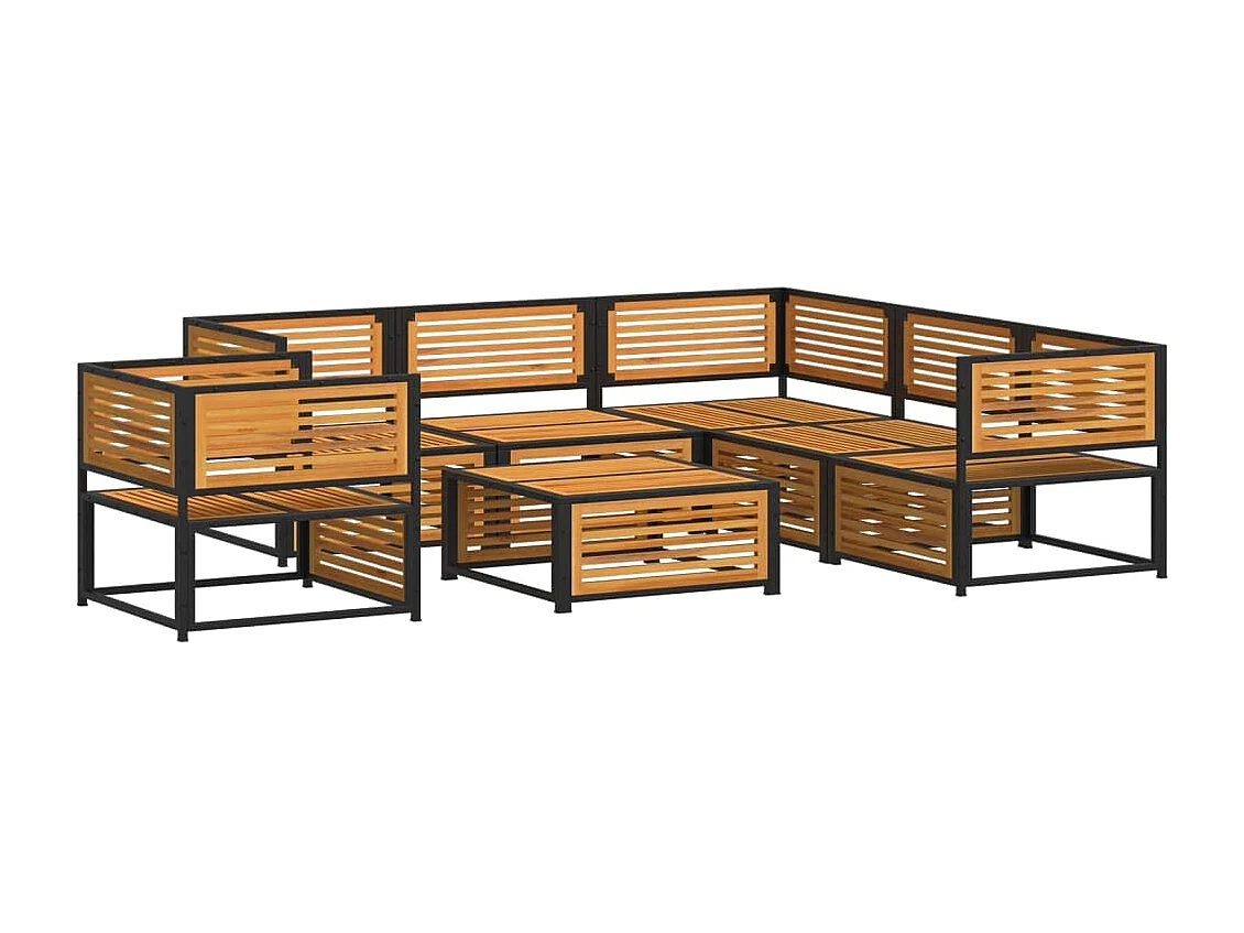 Set de sofás de jardín con cojines 7 piezas madera maciza acacia