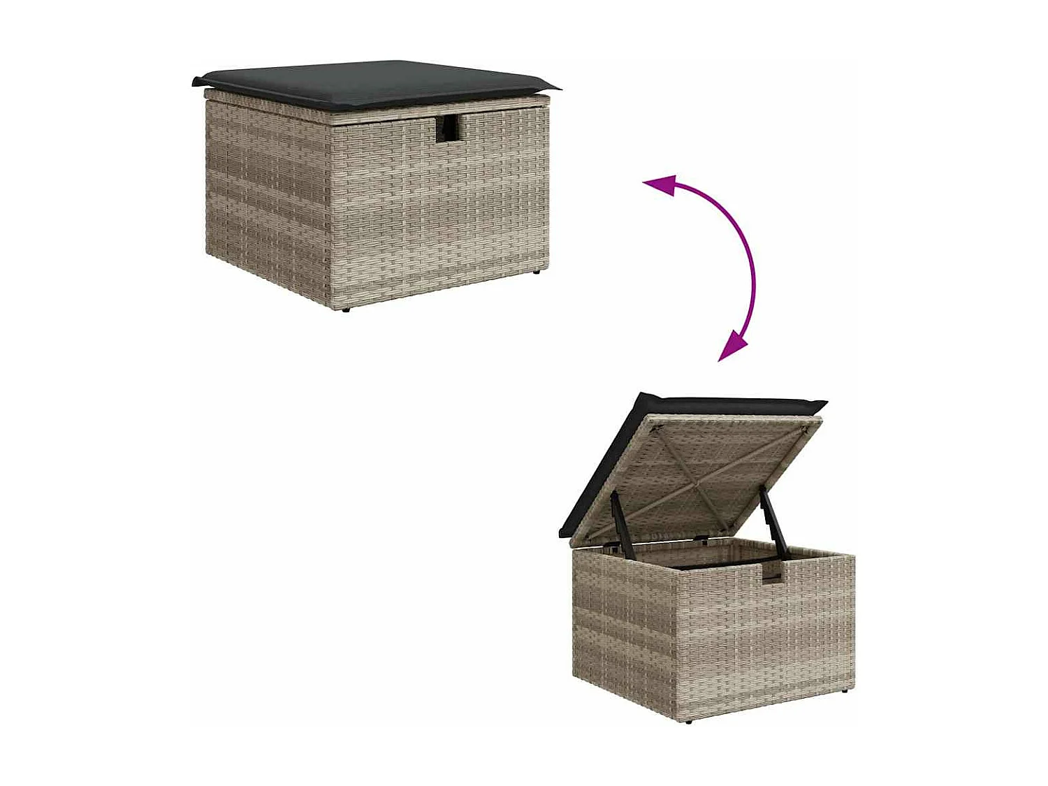 Set muebles jardín 9 piezas y cojines ratán sintético gris claro