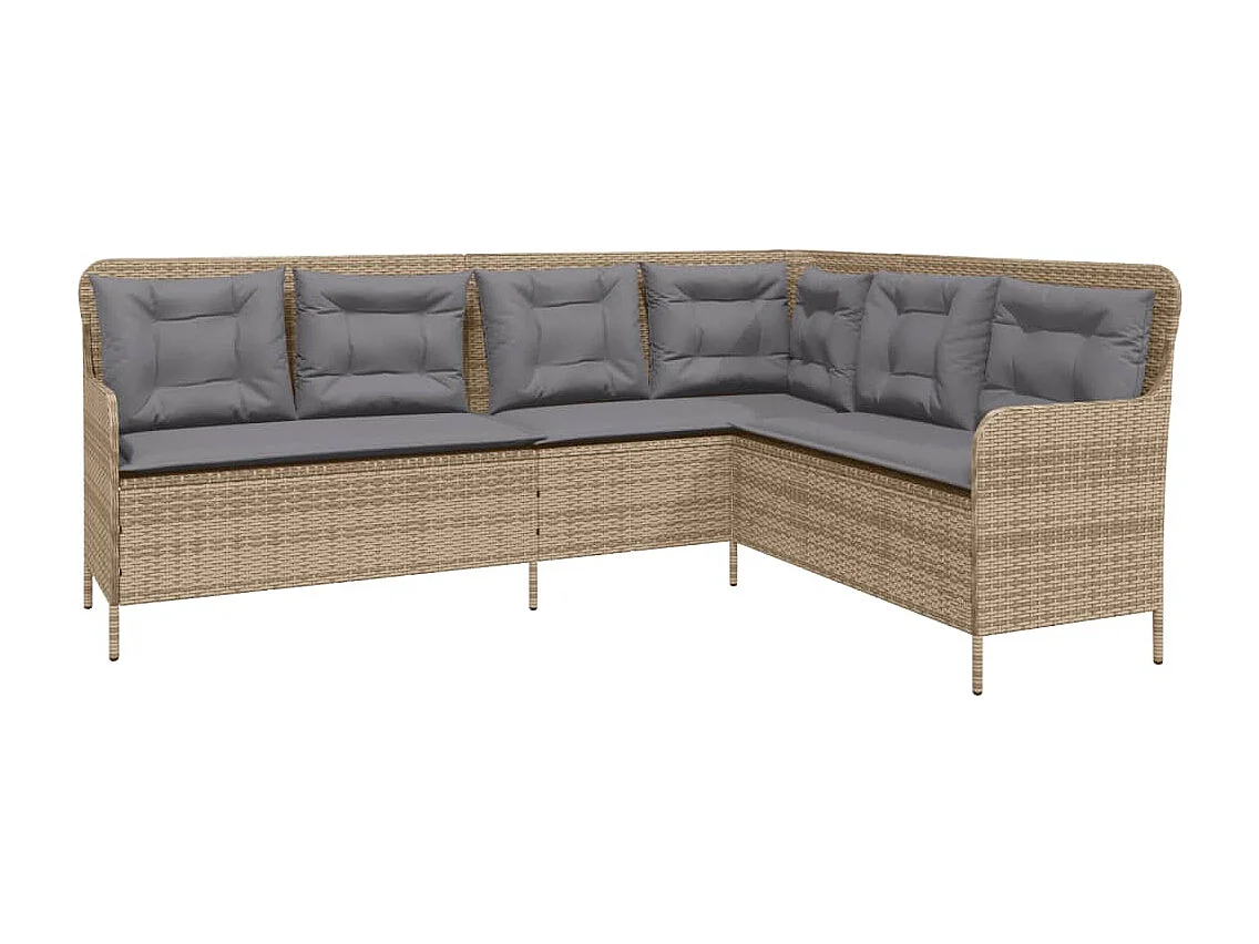 Salon de jardin avec coussins 2 pièces beige résine tressée