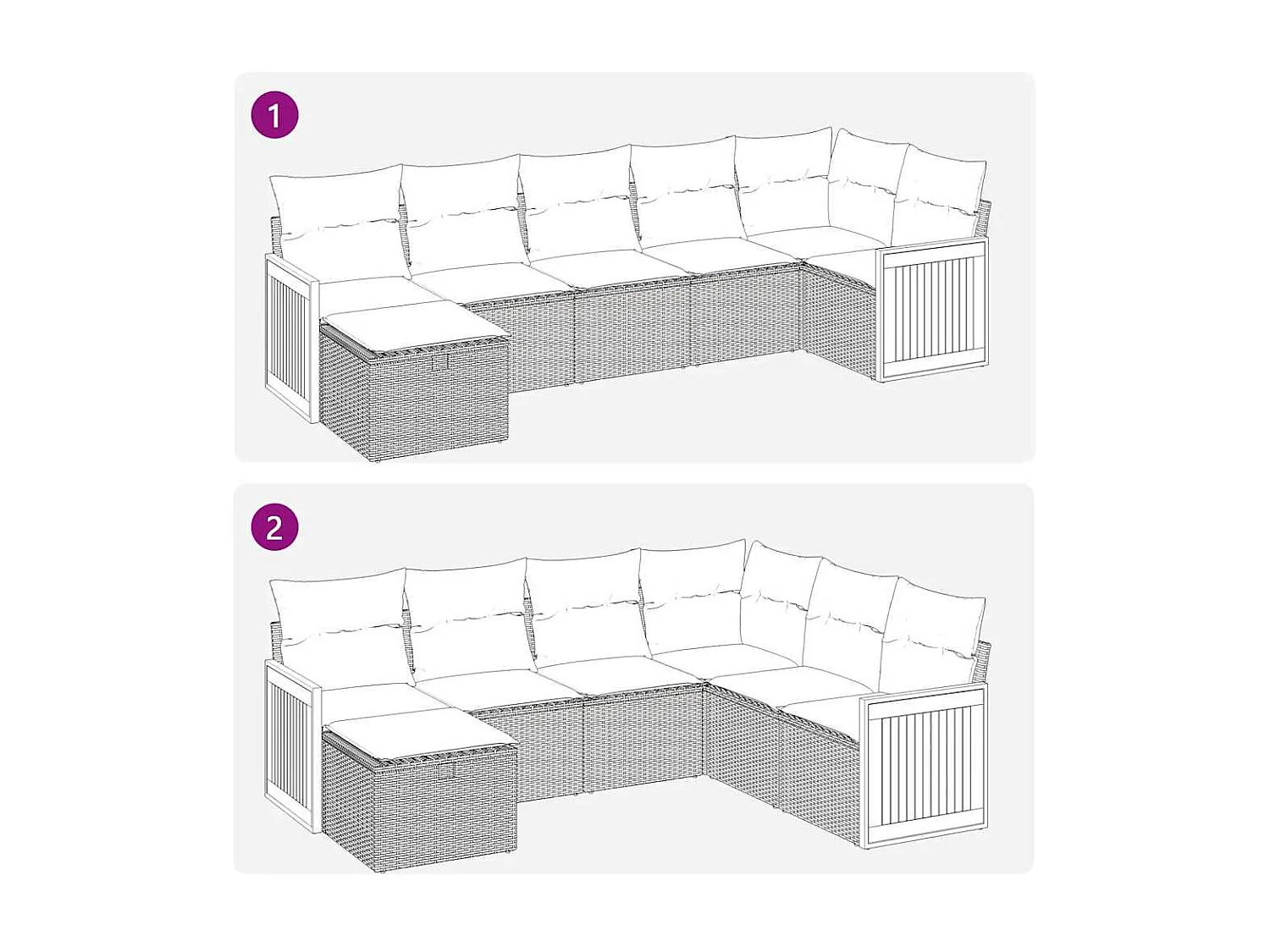 7-delige Loungeset met kussens poly rattan beige