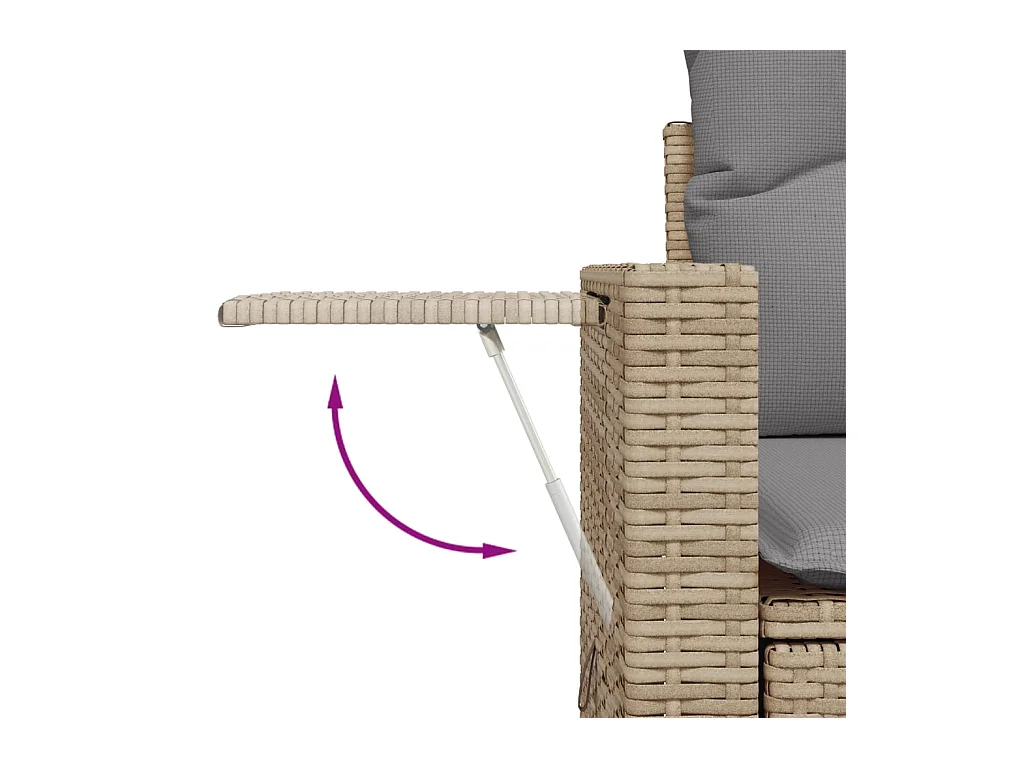 Salon de jardin avec coussins 7 pièces beige résine tressée