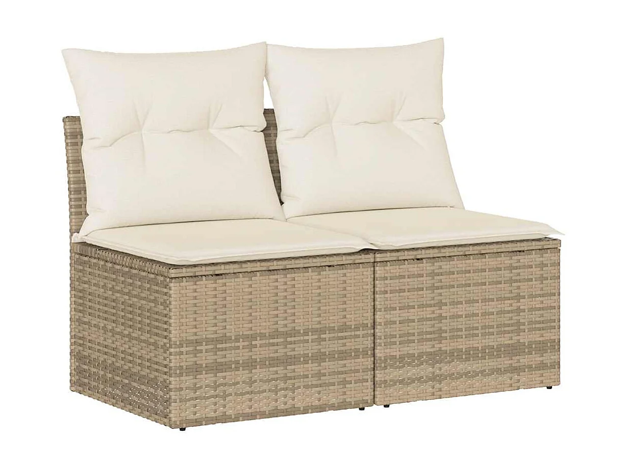 Salon de jardin avec coussins 2 pièces beige résine tressée acacia