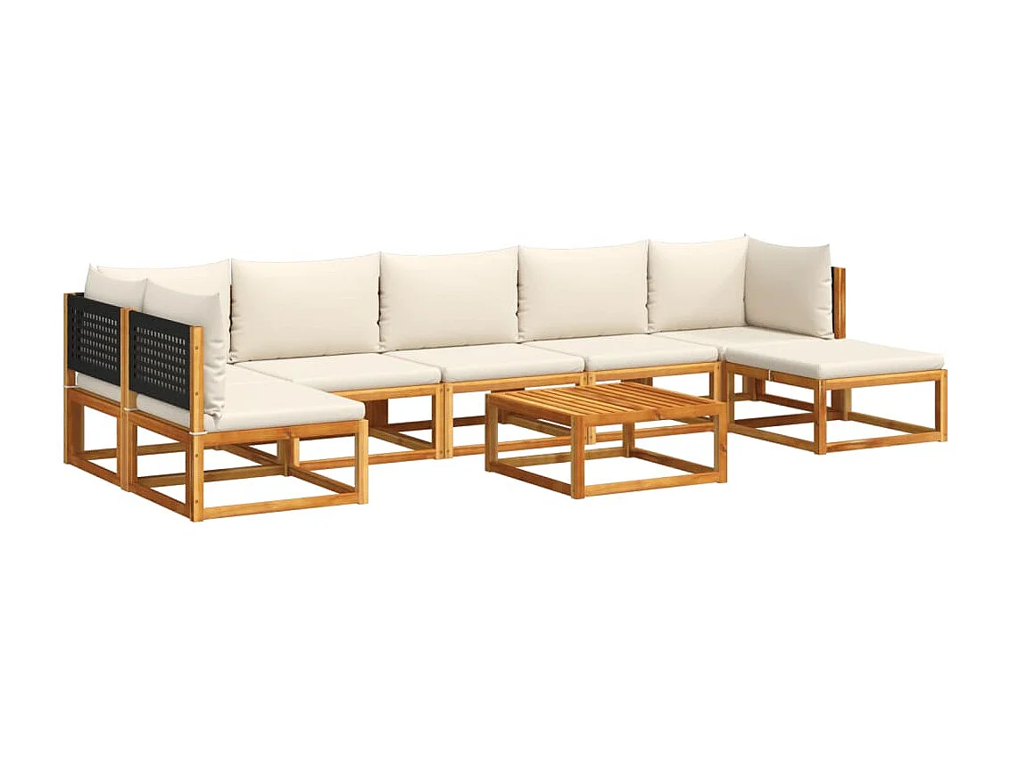 8 peças conjunto de sofás de jardim com almofadões acácia maciça