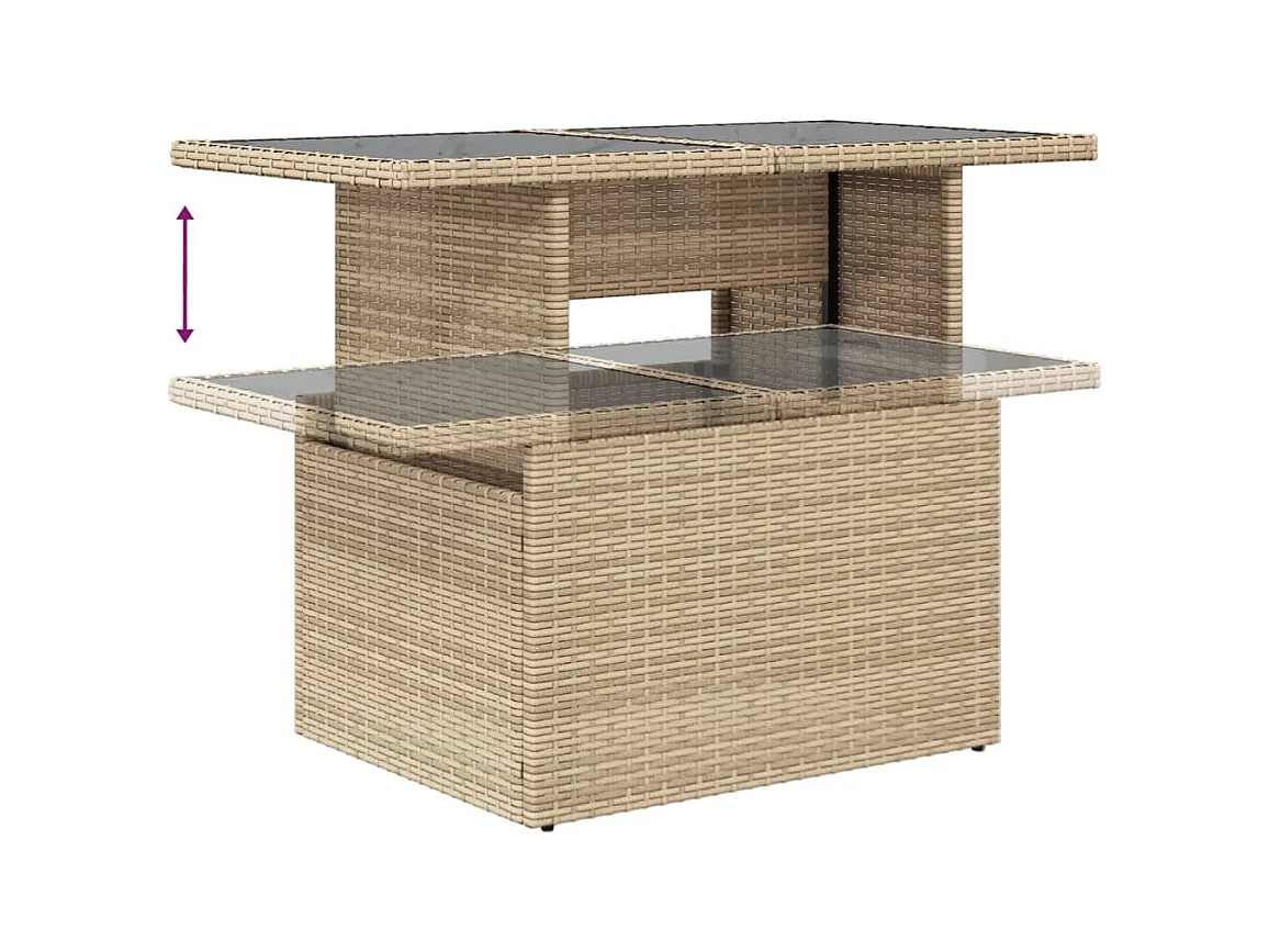 Salon de jardin avec coussins 7 pièces beige résine tressée