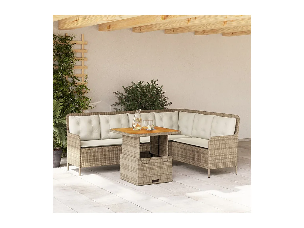 Set de sofás de jardín 2 piezas y cojines ratán sintético marrón