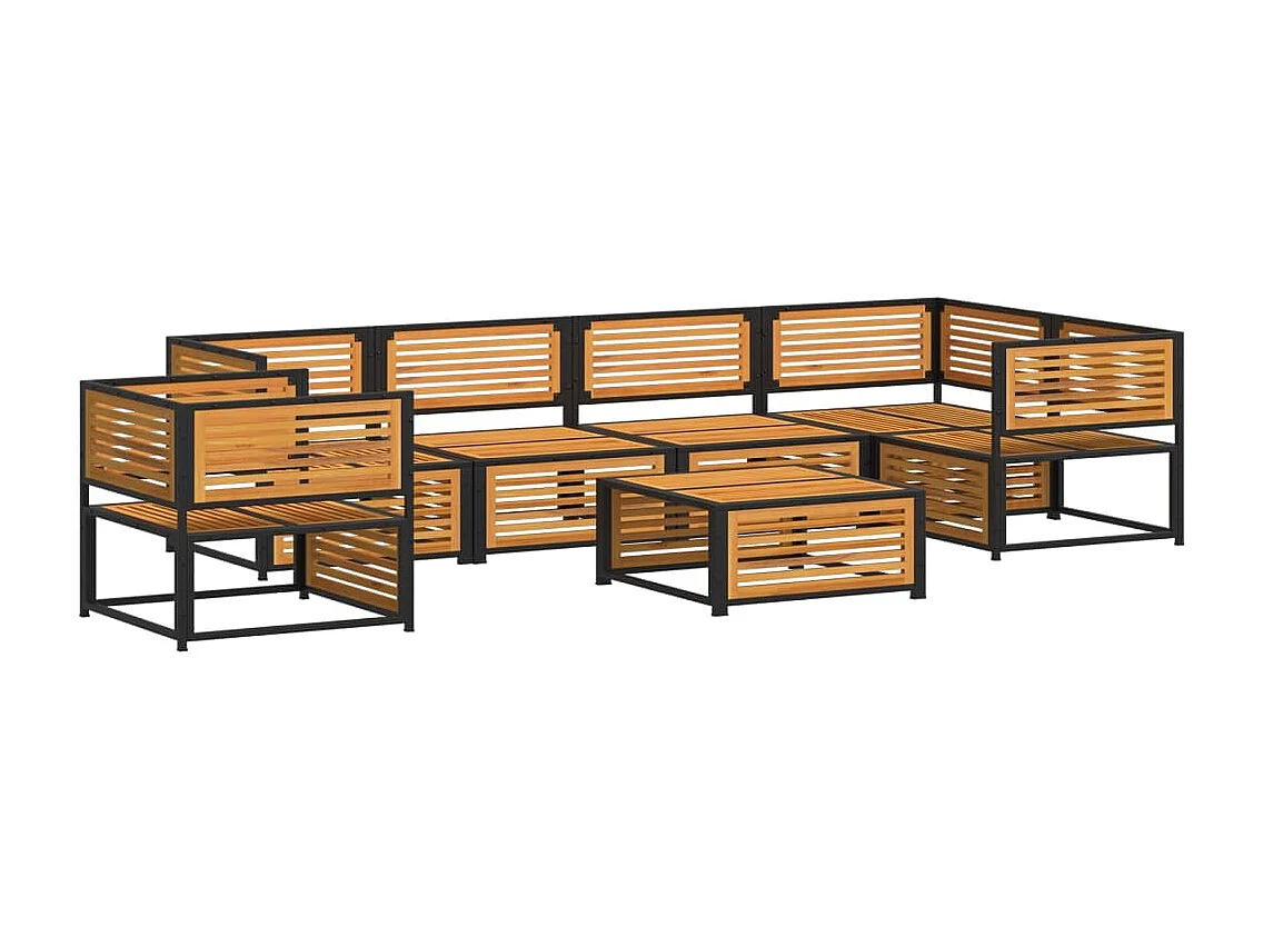 Set de sofás de jardín con cojines 7 piezas madera maciza acacia