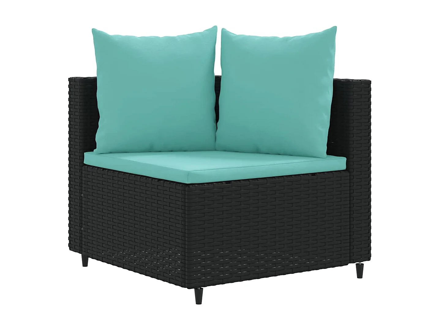 4-delige Loungeset met kussens poly rattan zwart