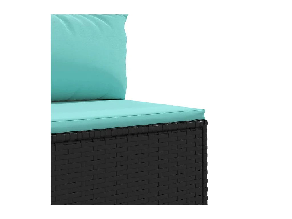 4-delige Loungeset met kussens poly rattan zwart