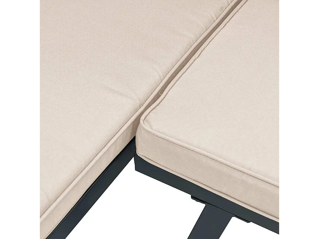 Salon de jardin avec coussins 5 pièces noir acier enduit de poudre