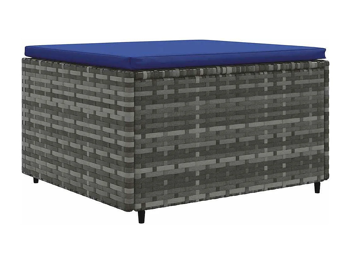 7 peças conjunto lounge de jardim com almofadões vime PE cinzento