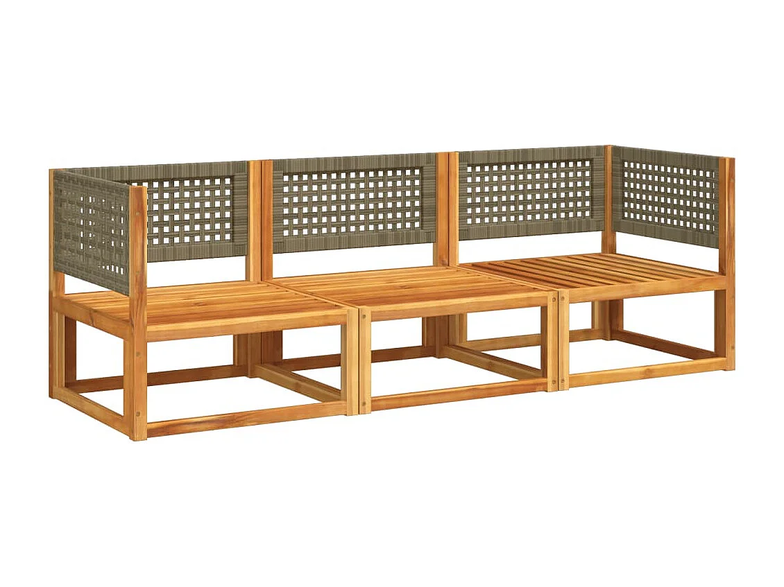 Salon de jardin avec coussins 3 pièces bois massif d'acacia