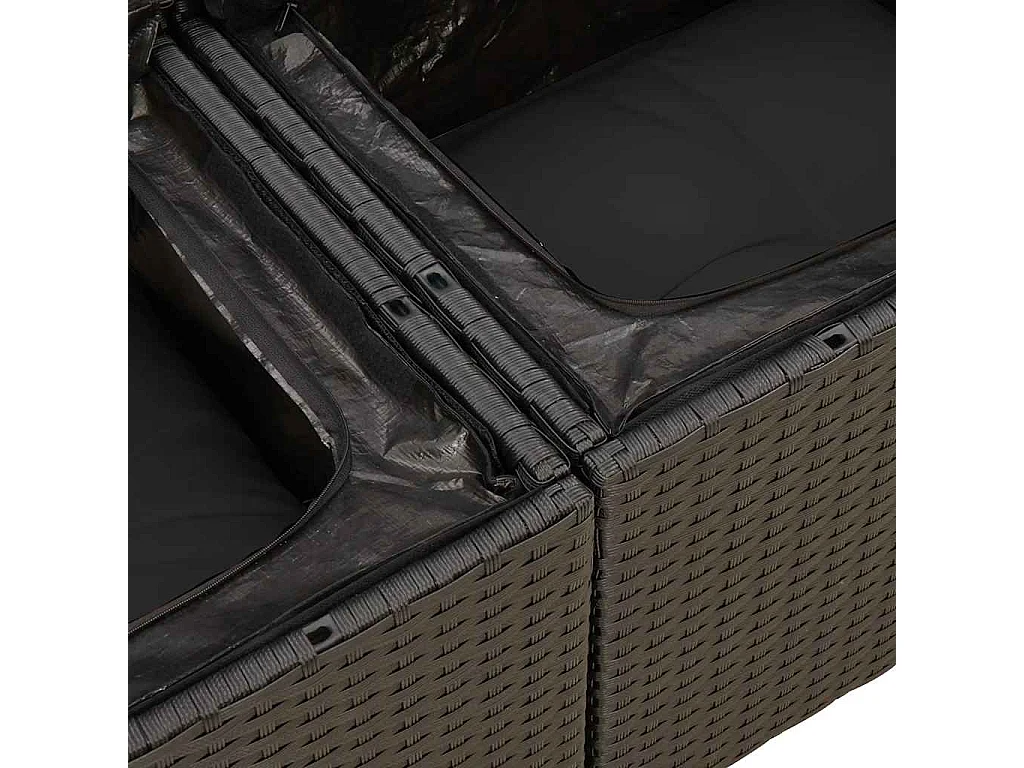 6-delige Loungeset met kussens poly rattan zwart