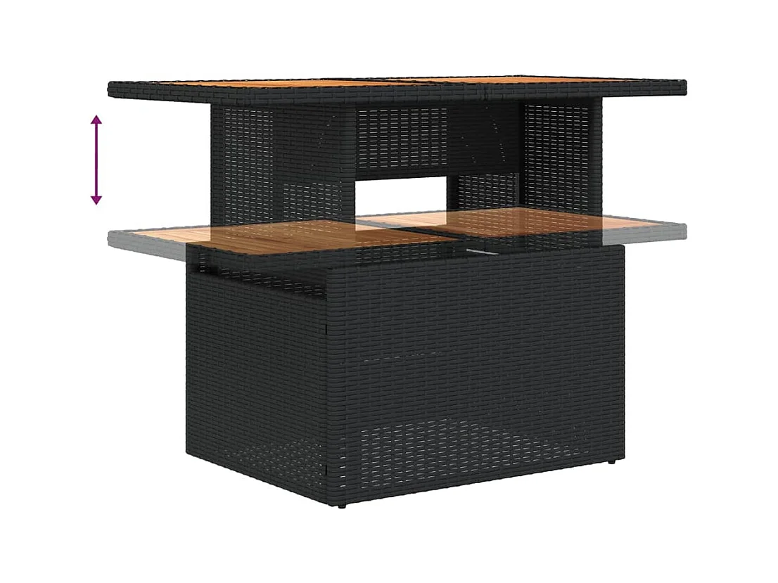 Set de sofás de jardín 6 piezas y cojines ratán sintético negro