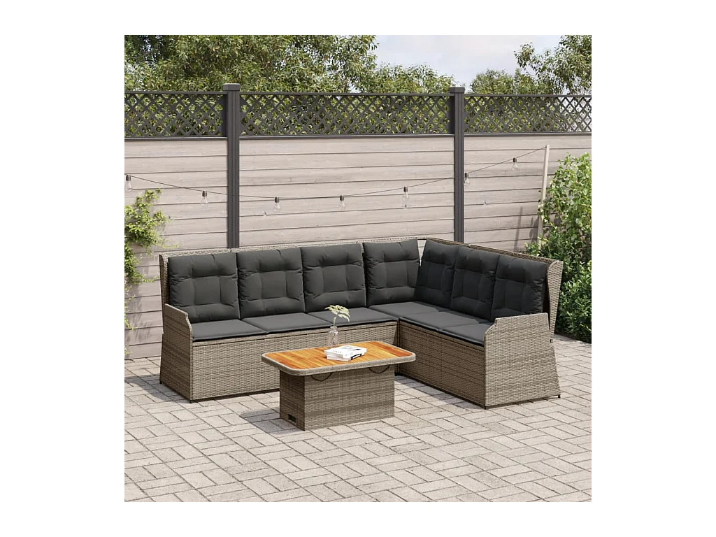 Salon de jardin 5 pièces avec coussins Gris Résine tressée