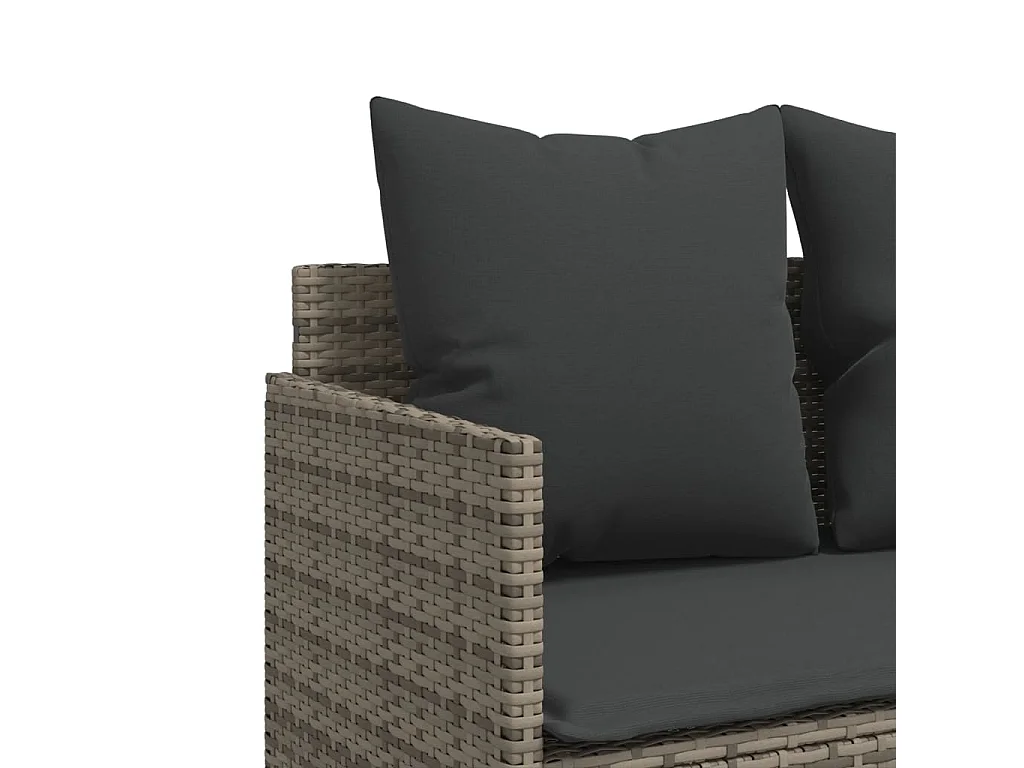 Salon de jardin 5 pièces avec coussins gris résine tressée