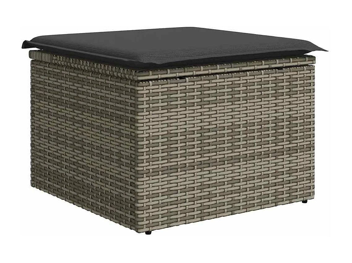 6-delige Loungeset met kussens poly rattan grijs
