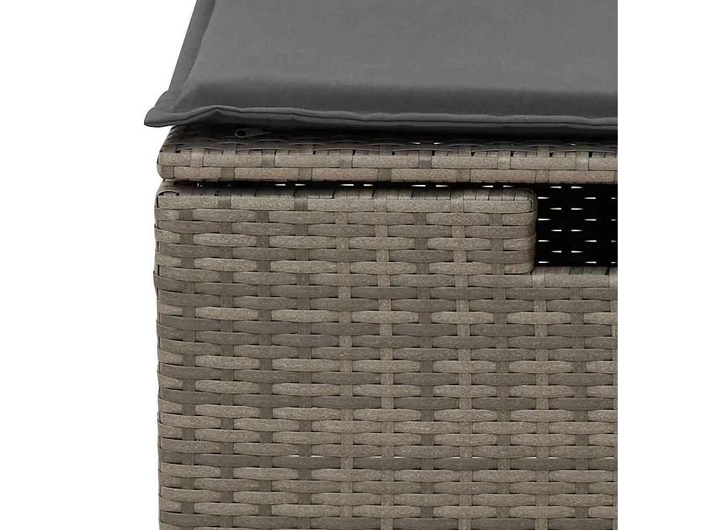 Salon de jardin 6 pièces avec coussins gris résine tressée