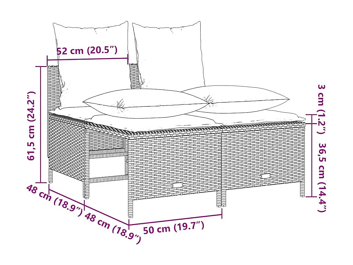 Salon de jardin 5 pièces avec coussins noir résine tressée