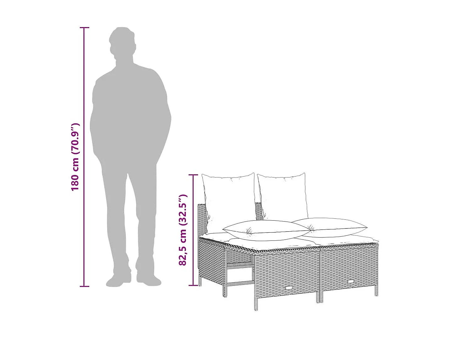 Salon de jardin 5 pièces avec coussins noir résine tressée