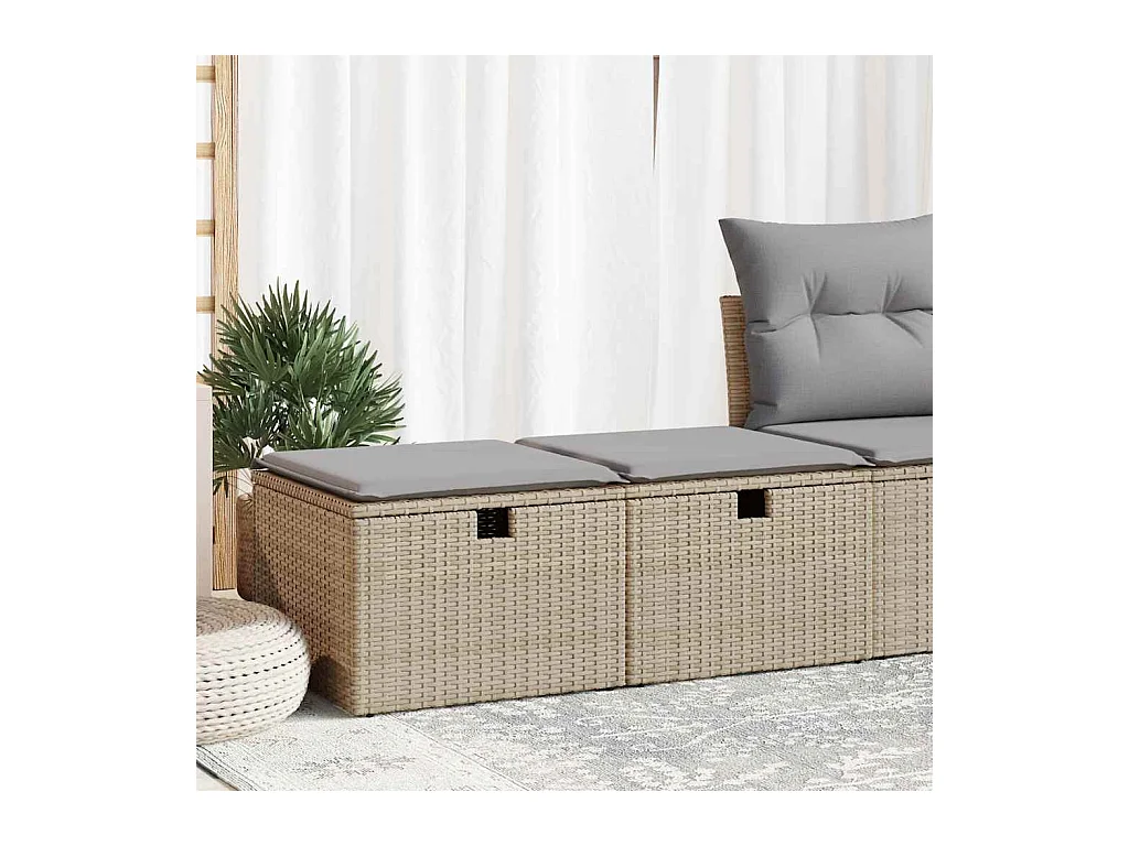 2-delige Loungeset met kussens poly rattan acacia beige