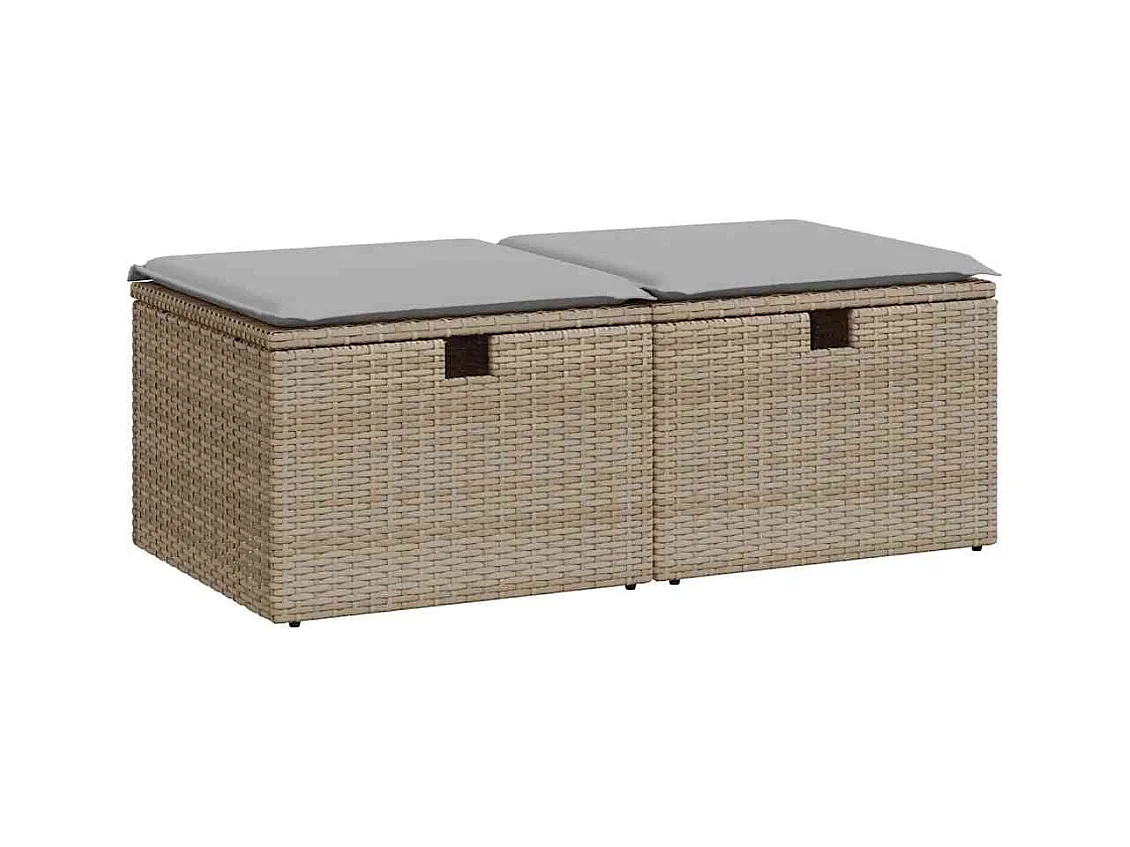 Salon de jardin avec coussins 2 pièces beige résine tressée acacia