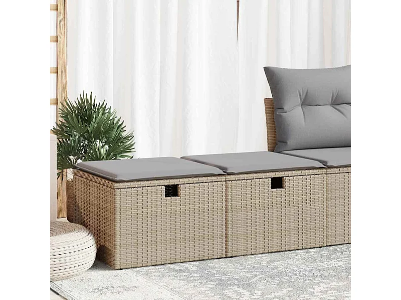 Salon de jardin avec coussins 2 pièces beige résine tressée acacia