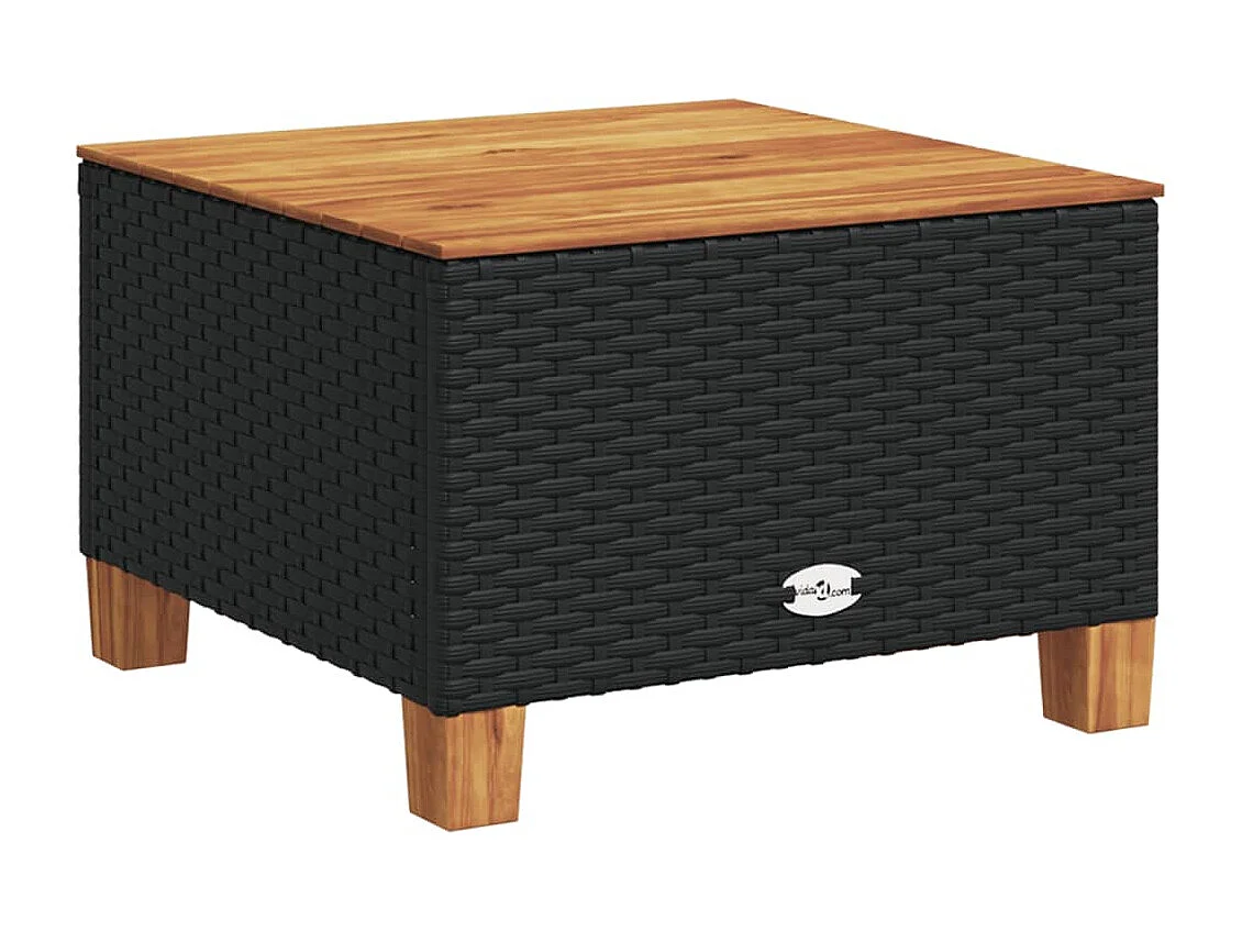 7-delige Loungeset met kussens poly rattan zwart