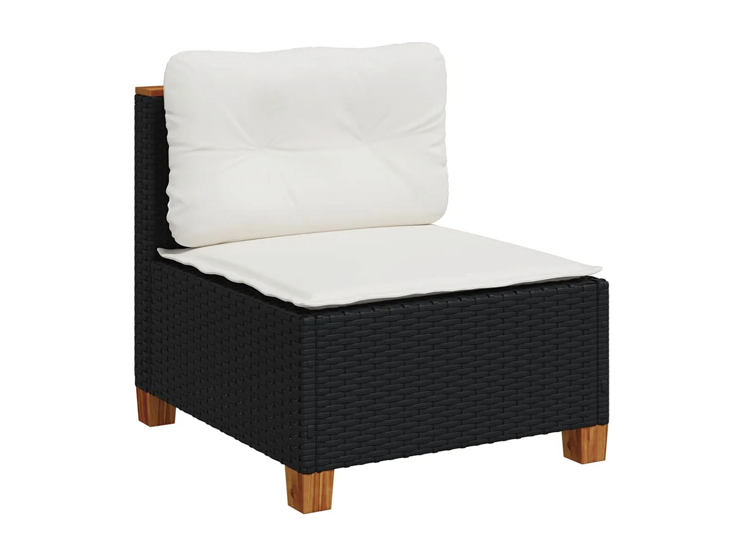7-delige Loungeset met kussens poly rattan zwart