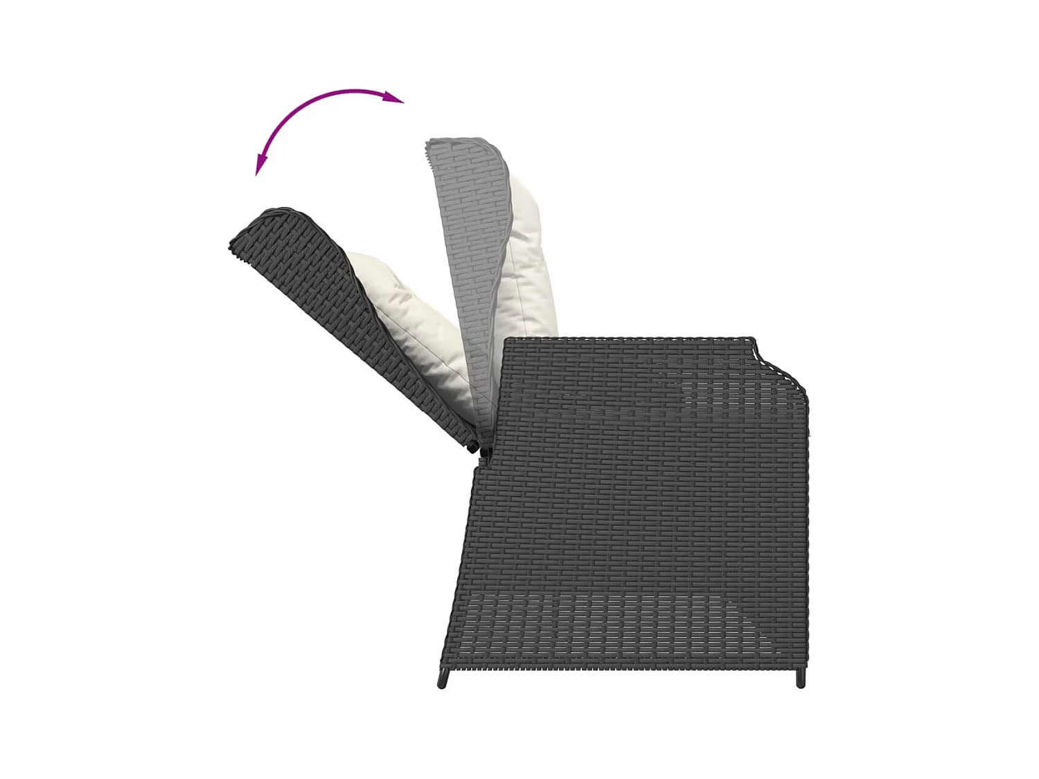 Salon de jardin 3 pièces avec coussins noir résine tressée