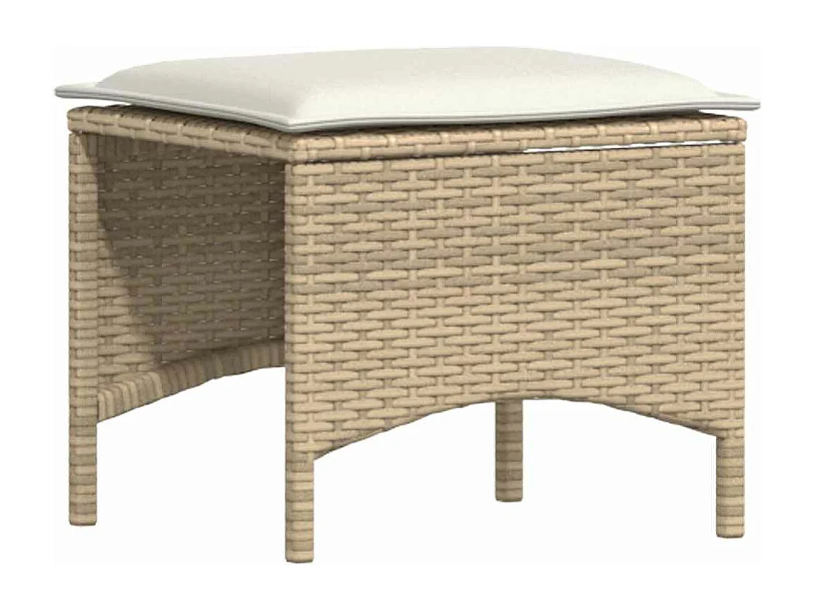 Salon de jardin avec coussins forme de L 4 pièces beige polyrotin