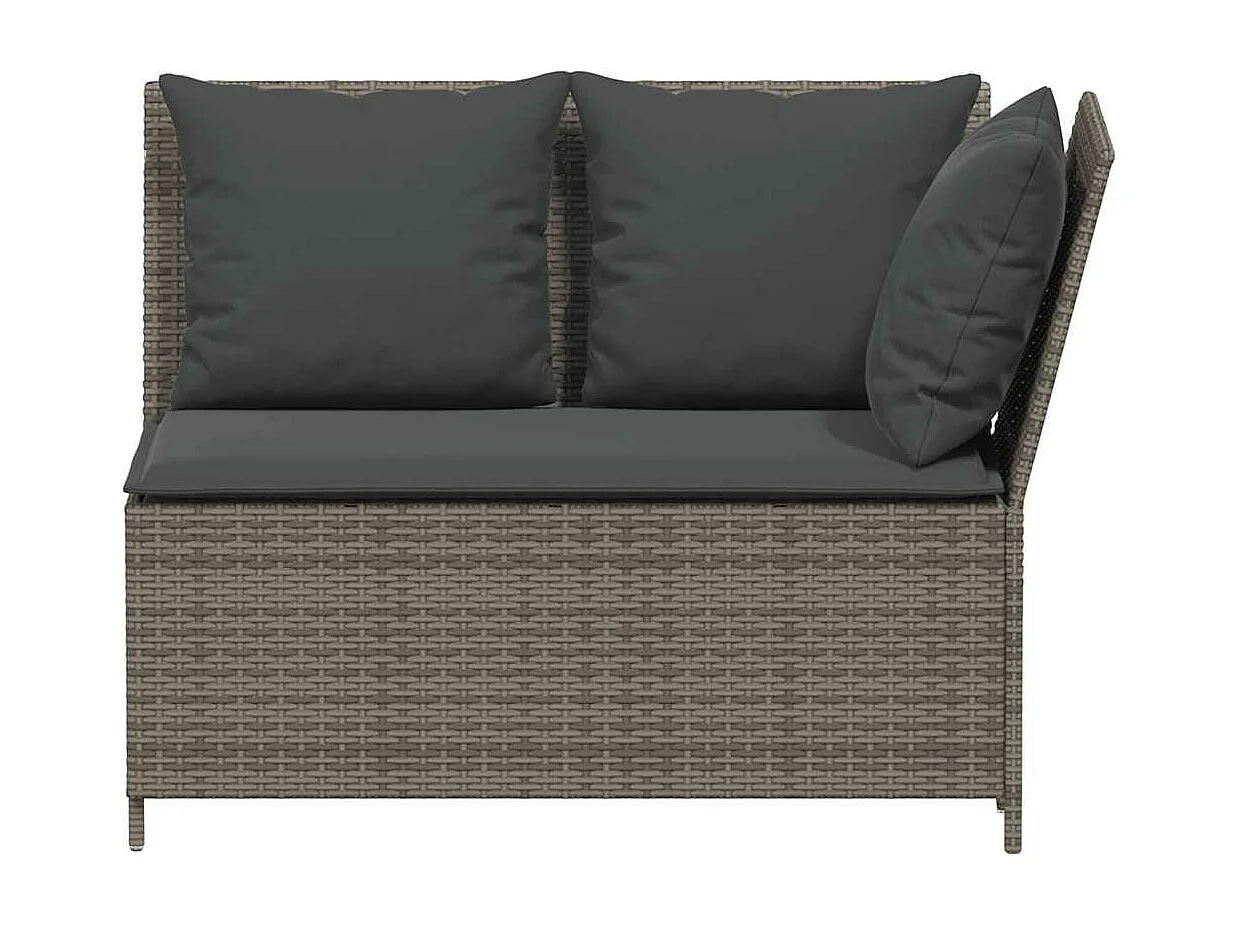 3-delige Loungeset met kussens poly rattan grijs