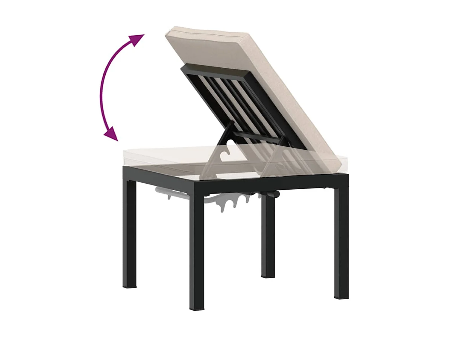 Salon de jardin avec coussins 5 pièces noir acier enduit de poudre