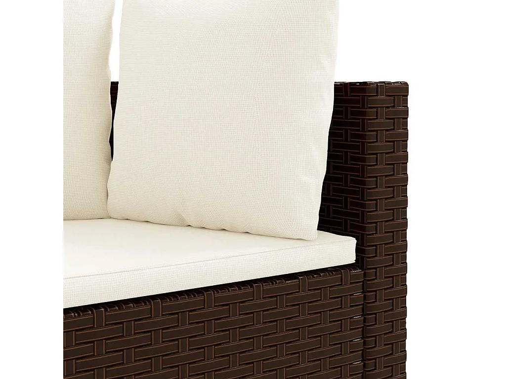 3-delige Loungeset met kussens poly rattan bruin