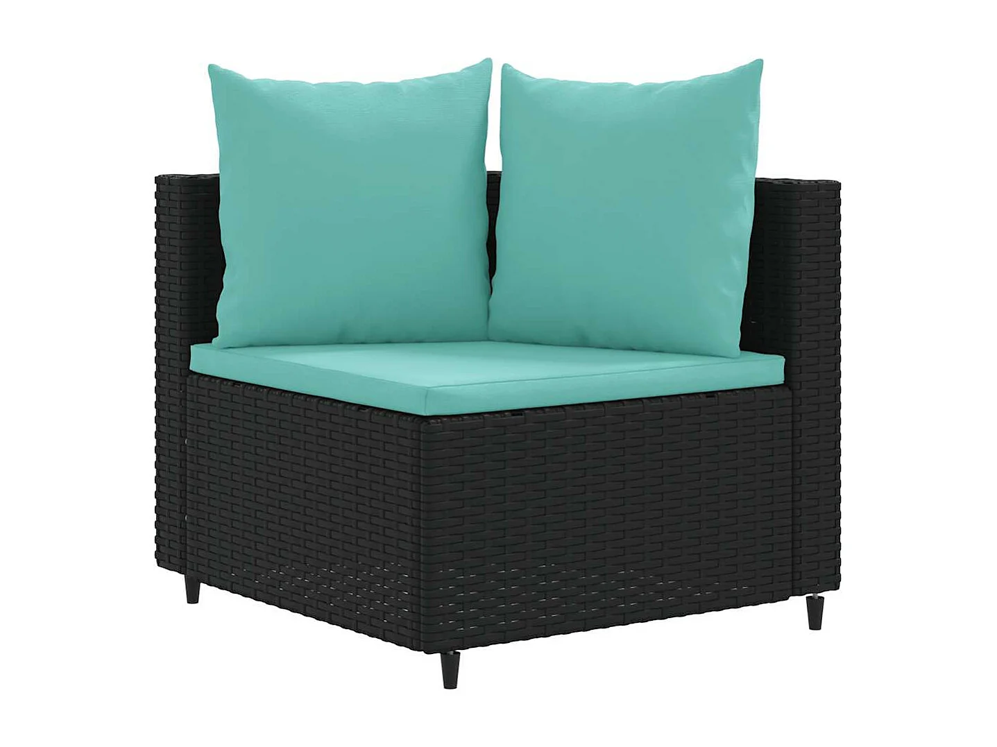 10-delige Loungeset met kussens poly rattan zwart