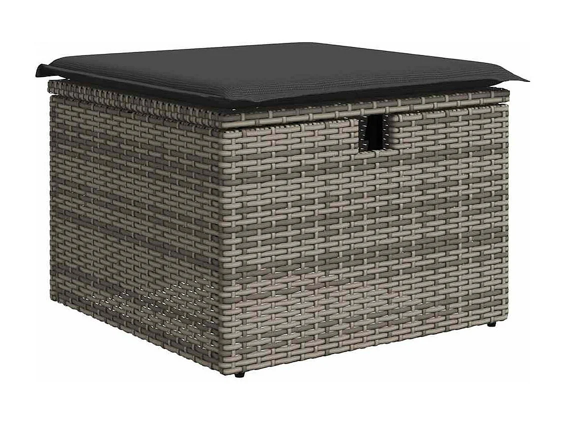 Set de sofás de jardín 7 piezas con cojines ratán sintético gris