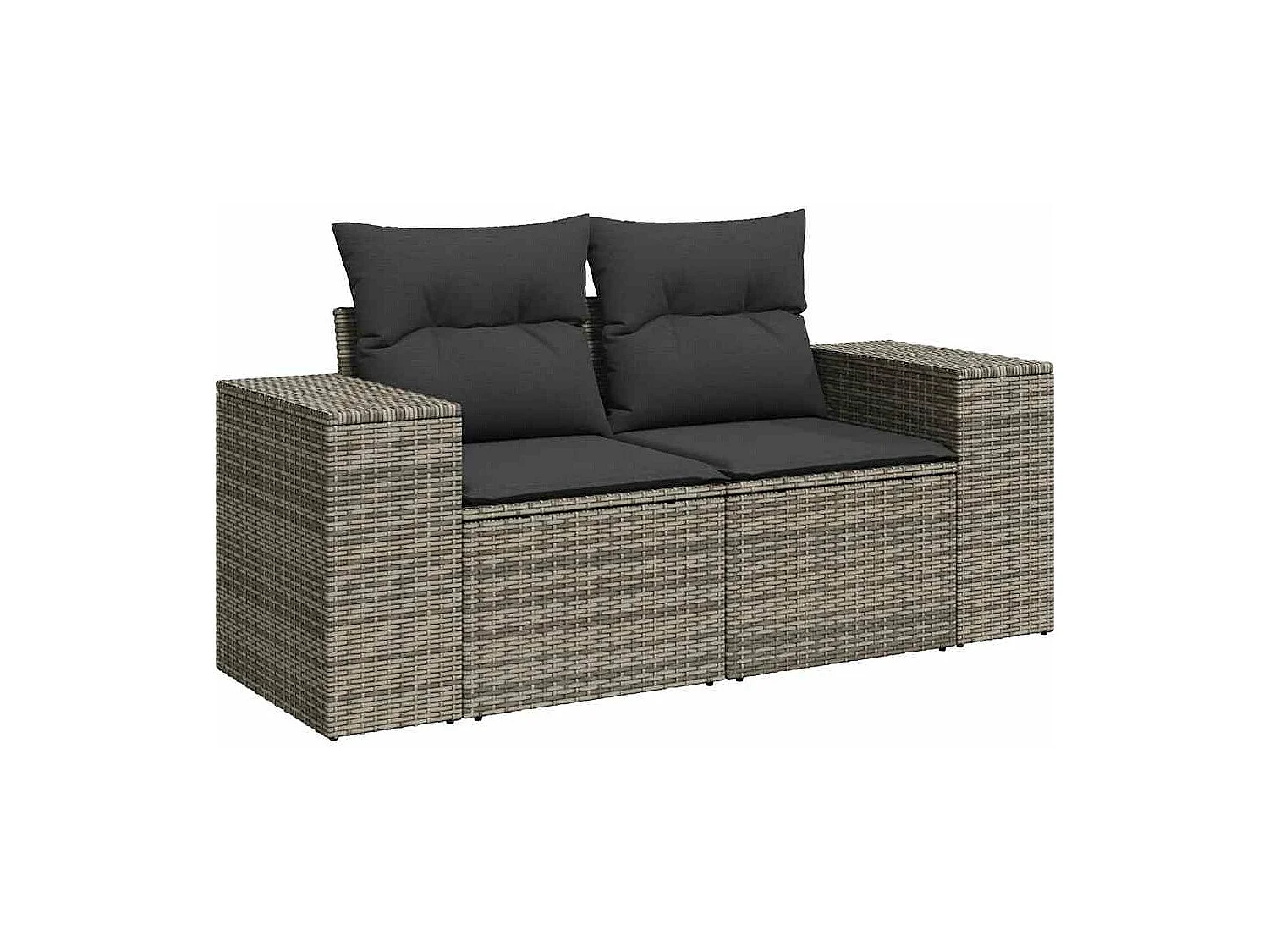 Salon de jardin 9 pièces avec coussins gris résine tressée