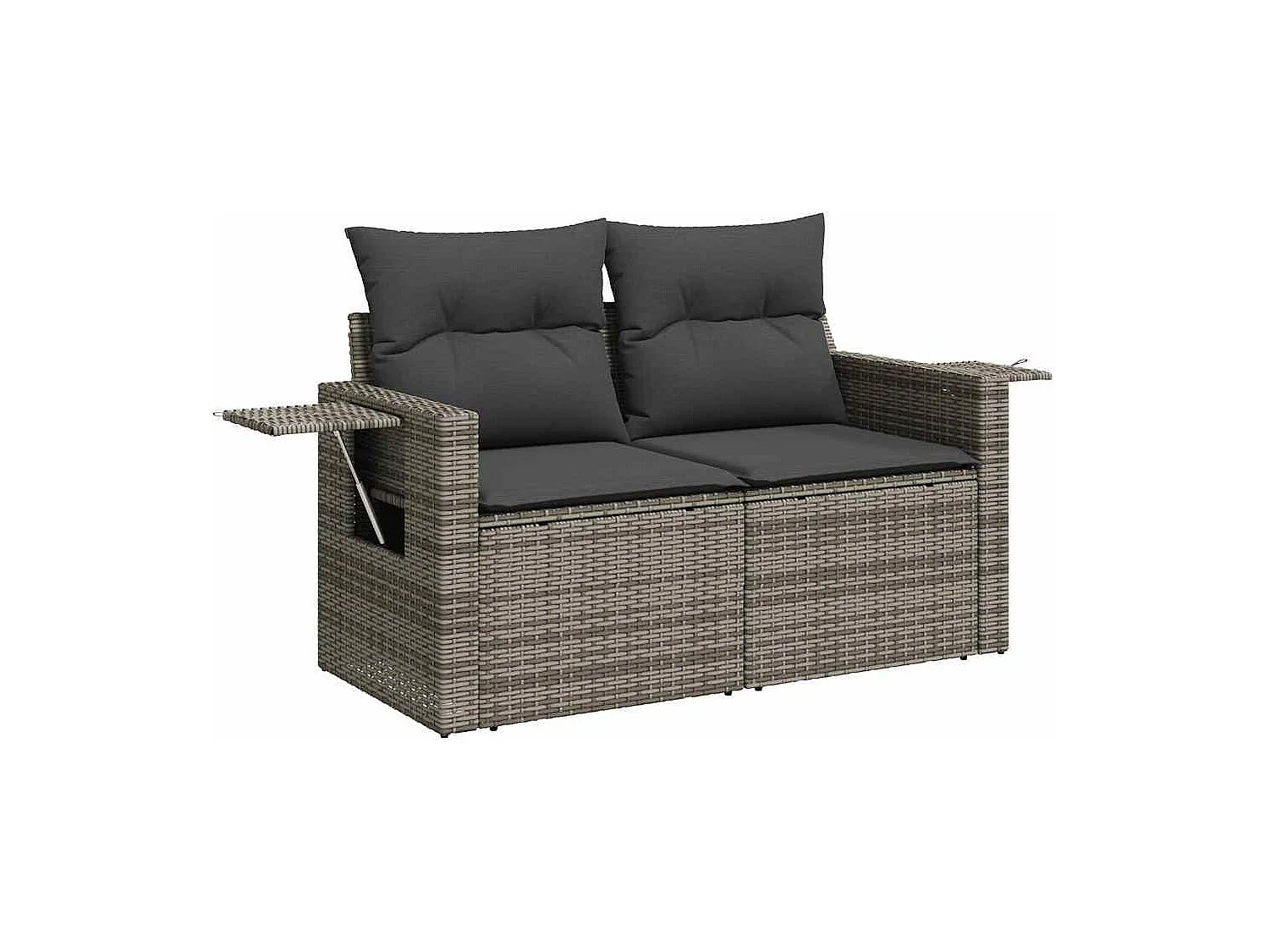 4-delige Loungeset met kussens poly rattan grijs