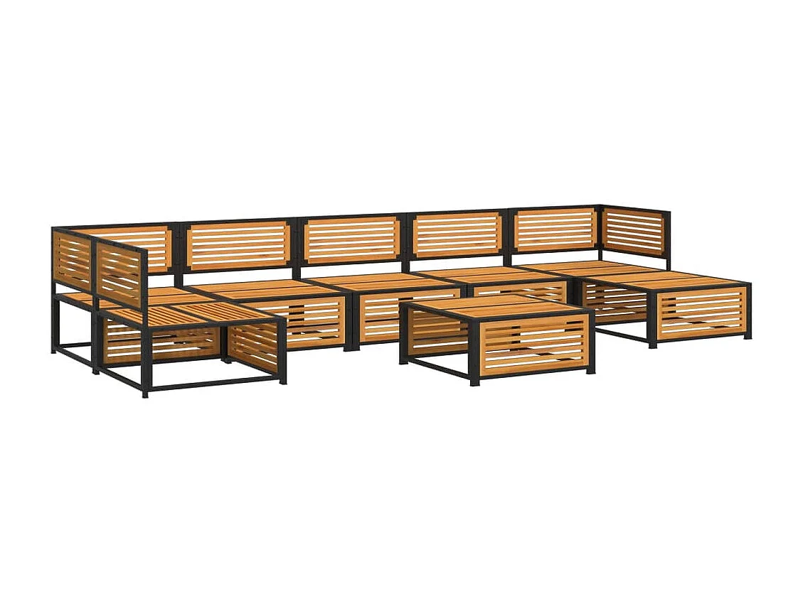8 peças conjunto de sofás de jardim com almofadões acácia maciça