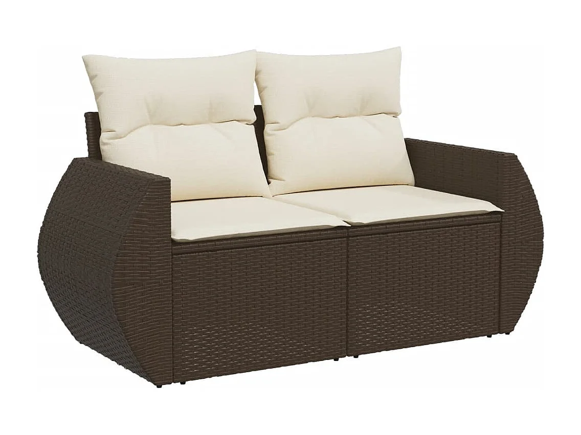 Salon de jardin avec coussins 6 pièces marron résine tressée