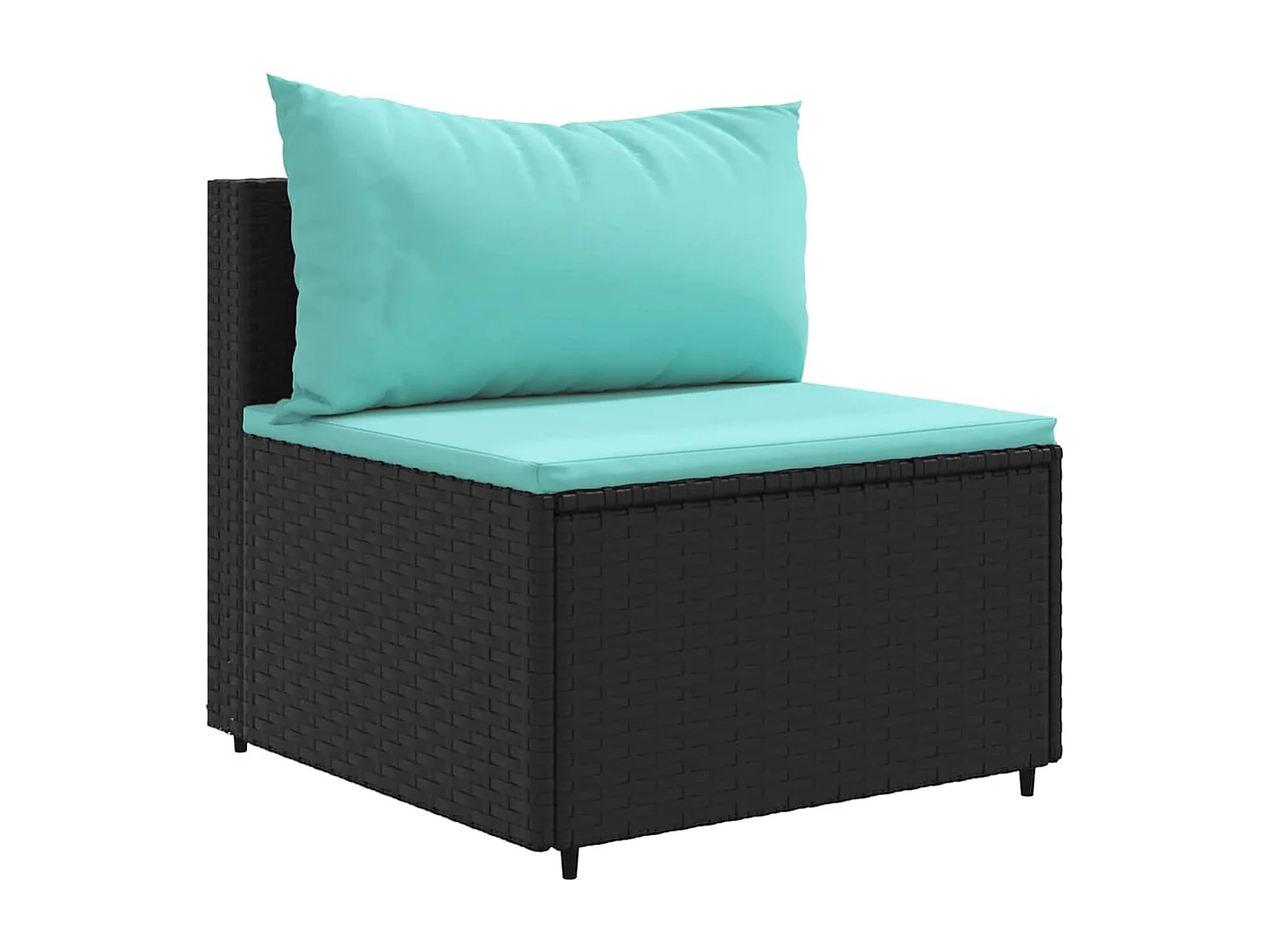 7-delige Loungeset met kussens poly rattan zwart