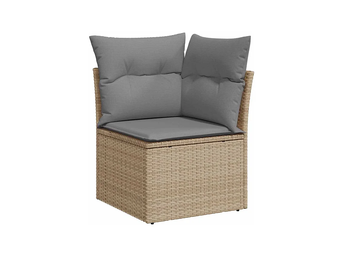 Salon de jardin avec coussins 7 pièces beige résine tressée acacia