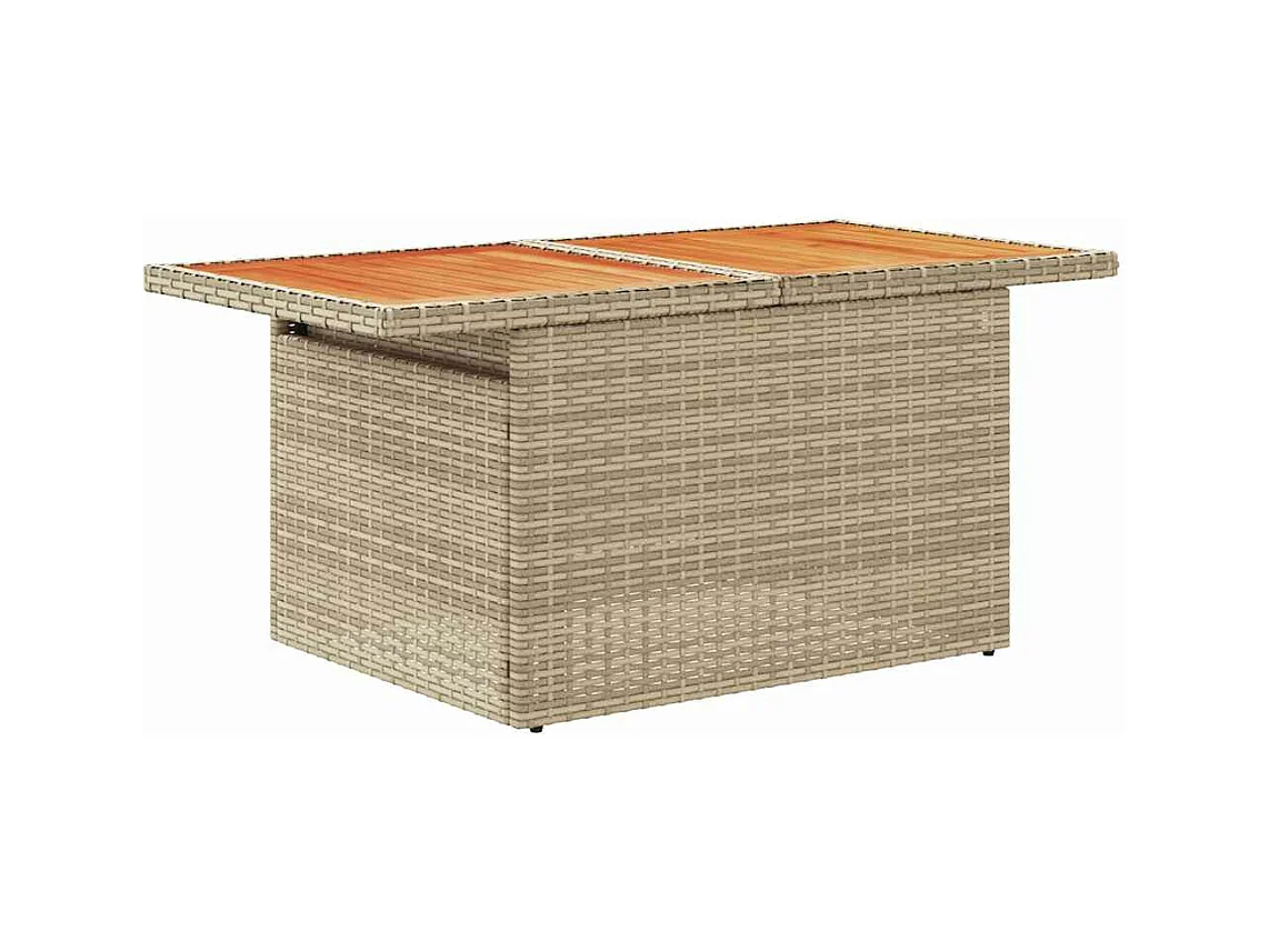 Salon de jardin avec coussins 7 pièces beige résine tressée acacia