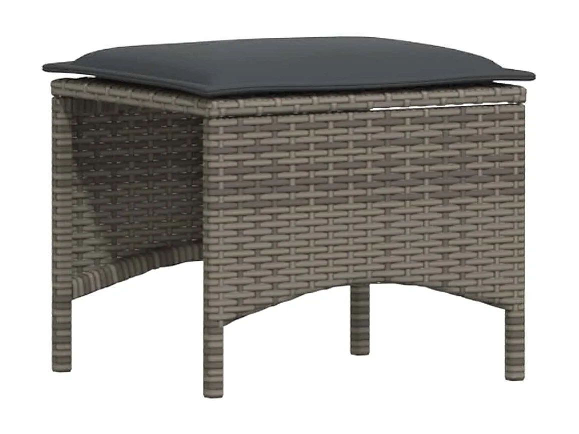 Salon de jardin 4 pièces avec coussins forme L gris résine tressée